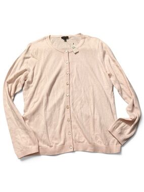 Talbots Cashmere Blend Cardigan Sweater Pink Blush Pearl Buttons NWT Large